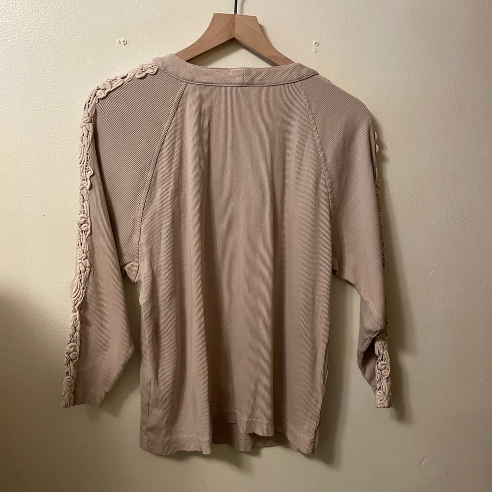 Together women’s size small tan sweater with lace insert - Picture 2 of 3